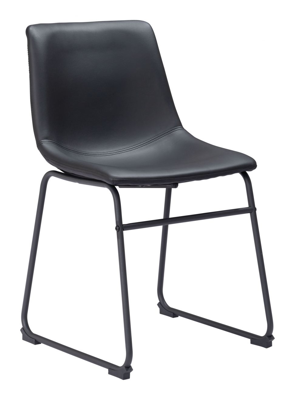Black chair with a modern design on a white background