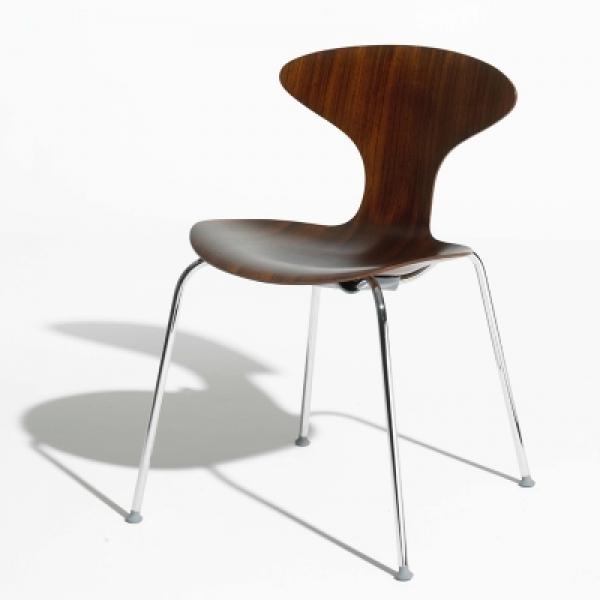Orbit Wooden dining chair with metal legs on a white background