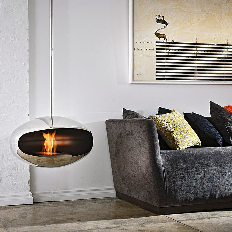 modern hanging fireplace