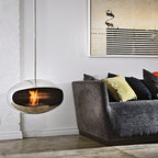 modern hanging fireplace