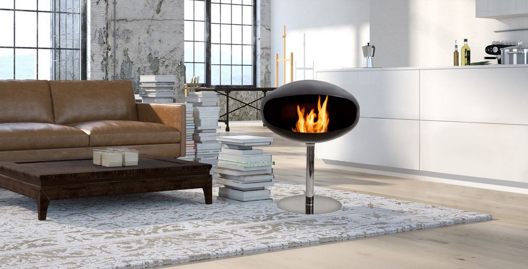 modern hanging fireplace