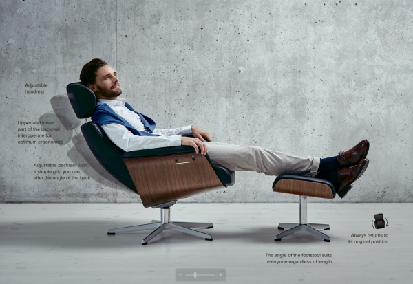 Timeout Reclining Lounge Chair Wood Base