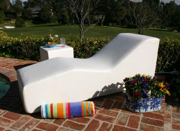 white outdoor cushioned chaise lounge