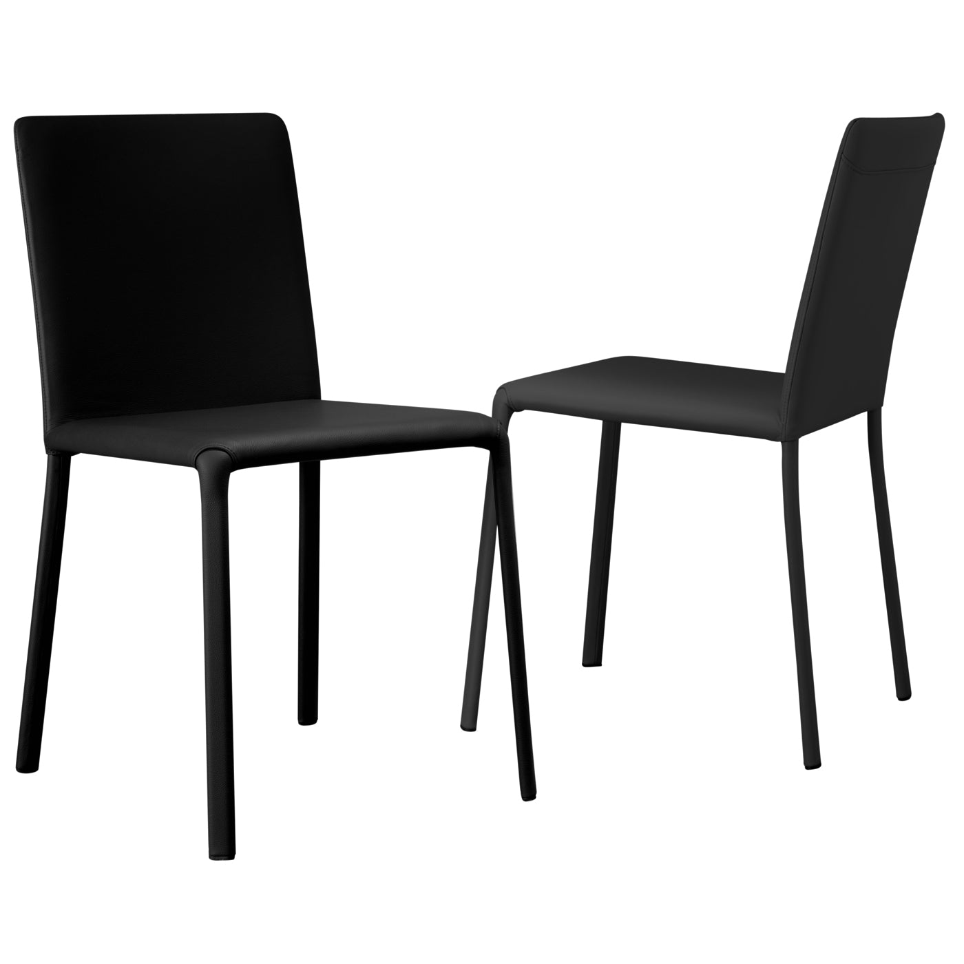 Italian black leather dining chairs