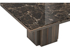 Marble-patterned table with a dark brown finish on a white background