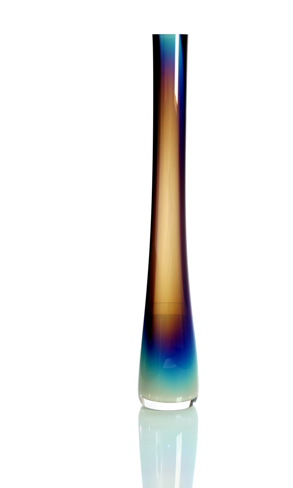 Multicolored glass vase on a white background