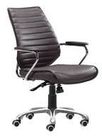Brown office chair with a ribbed backrest on a white background